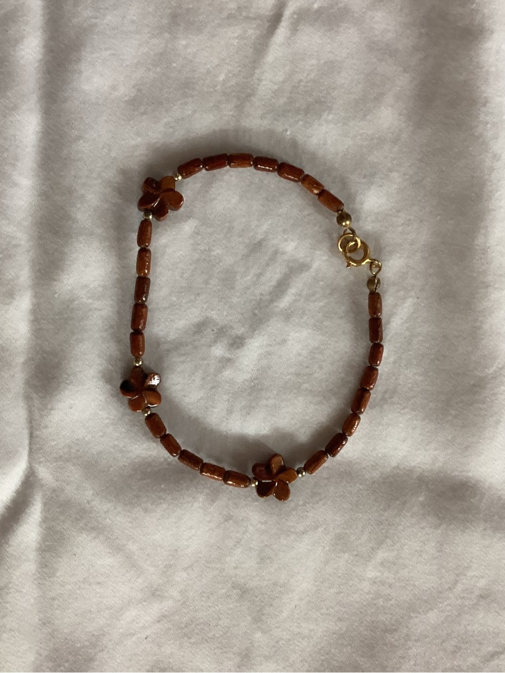 Goldstone Bead Flower Bracelet - Brown